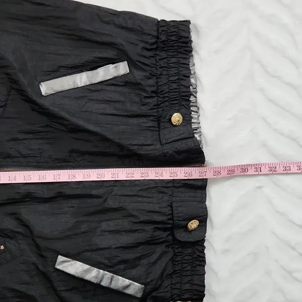 Vintage Reversible Black Metallic Windbreaker Jacket Full Zip Oversized